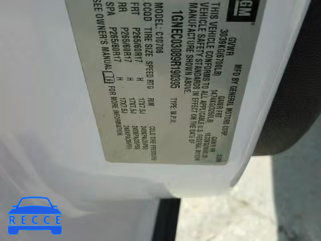 2009 CHEVROLET TAHOE C150 1GNEC03089R190395 image 9