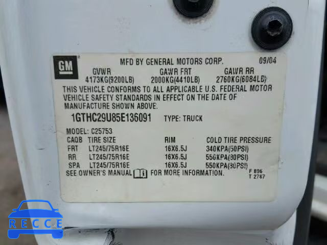 2005 GMC SIERRA C25 1GTHC29U85E136091 image 9