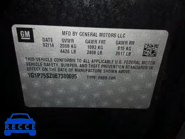 2014 CHEVROLET CRUZE DIES 1G1P75SZ0E7300695 зображення 9