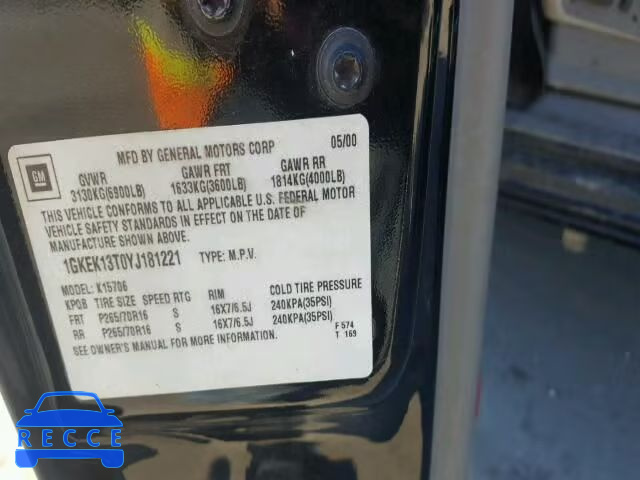 2000 GMC YUKON 1GKEK13T0YJ181221 Bild 9