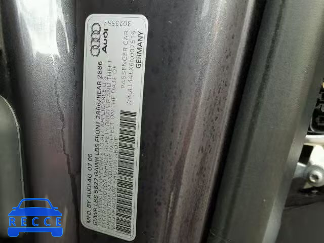 2006 AUDI A8 QUATTRO WAULL44EX6N007516 image 9