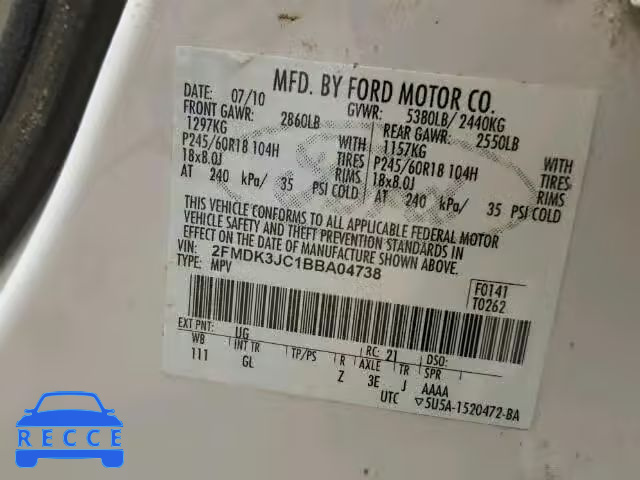 2011 FORD EDGE SEL 2FMDK3JC1BBA04738 image 9