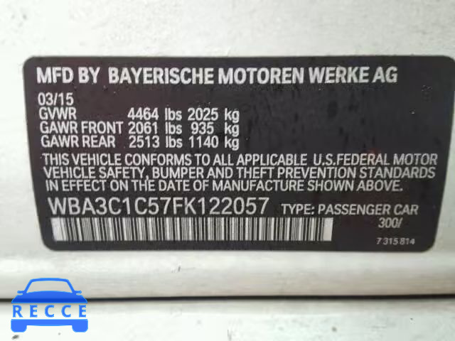 2015 BMW 328I SULEV WBA3C1C57FK122057 зображення 9