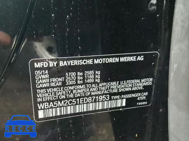 2014 BMW 535I GT WBA5M2C51ED871953 image 9