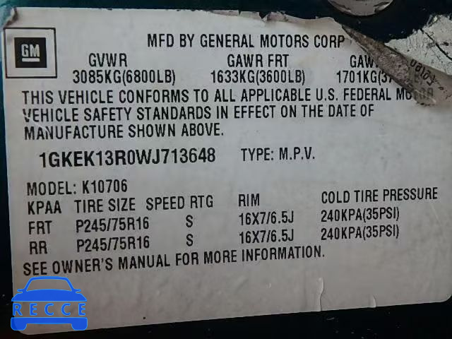 1998 GMC YUKON 1GKEK13R0WJ713648 image 9