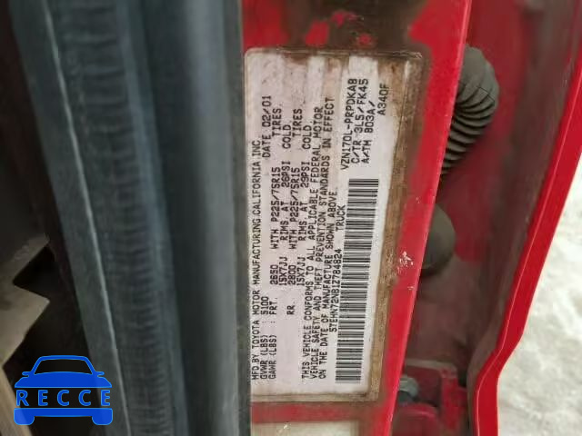 2001 TOYOTA TACOMA DOU 5TEHN72N81Z784824 image 9
