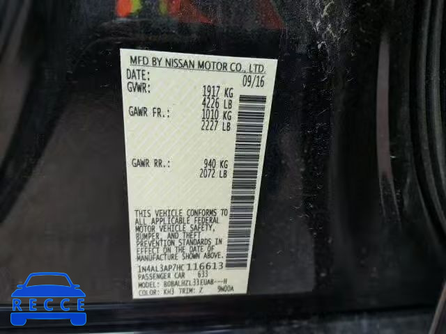 2017 NISSAN ALTIMA 2.5 1N4AL3AP7HC116613 image 9