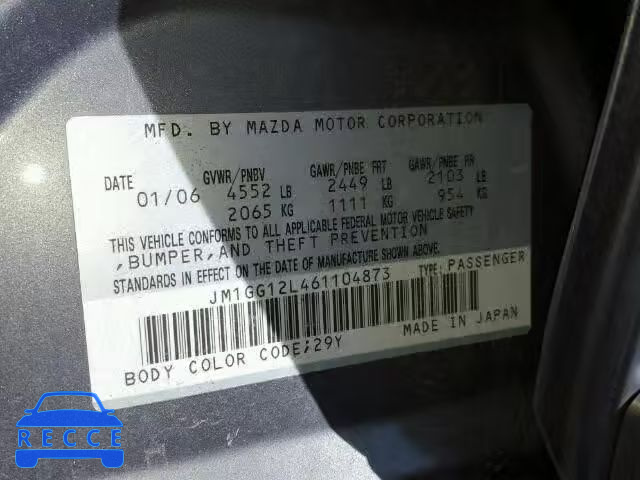 2006 MAZDA MAZDASPEED JM1GG12L461104873 image 9