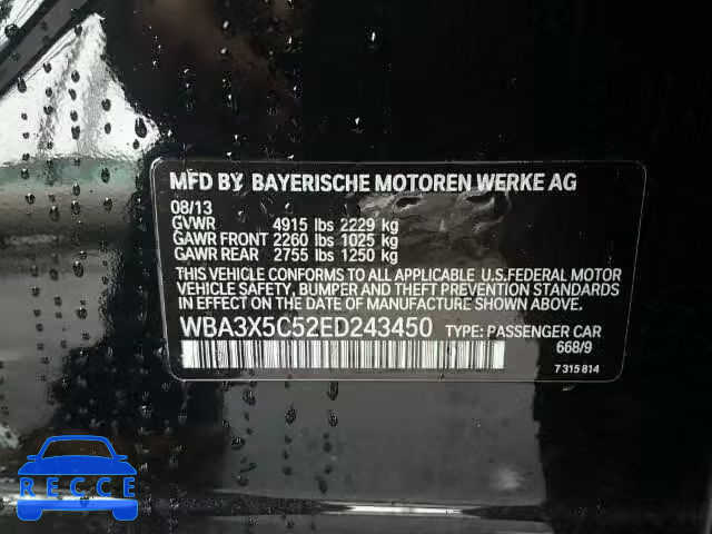 2014 BMW 328XI GT WBA3X5C52ED243450 зображення 9