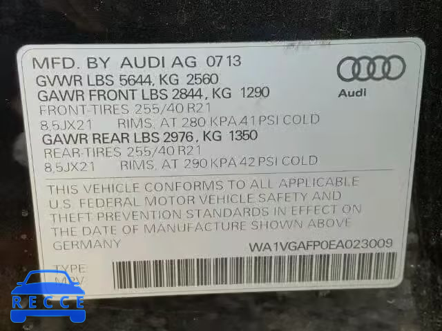 2014 AUDI SQ5 PRESTI WA1VGAFP0EA023009 image 9