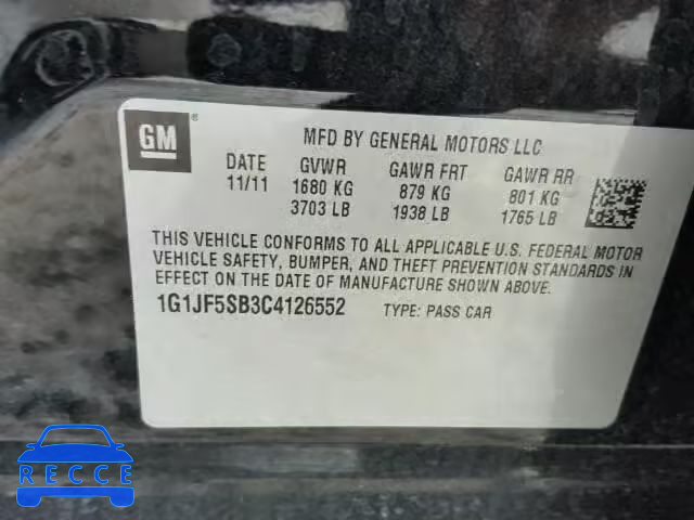 2012 CHEVROLET SONIC LTZ 1G1JF5SB3C4126552 image 9