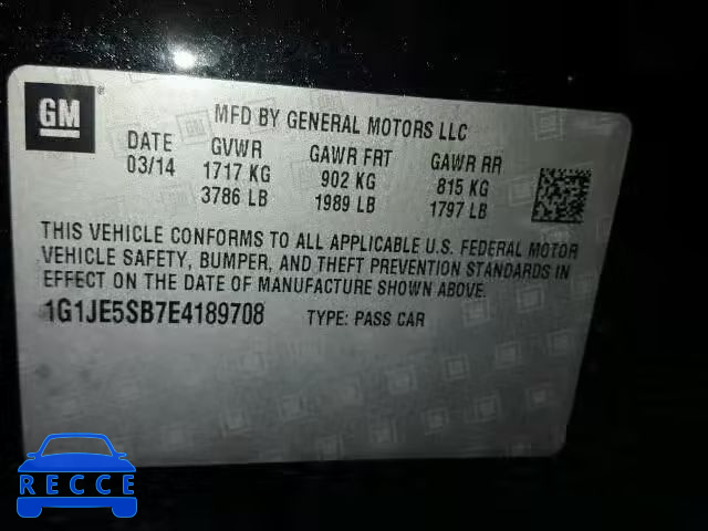 2014 CHEVROLET SONIC LTZ 1G1JE5SB7E4189708 image 9