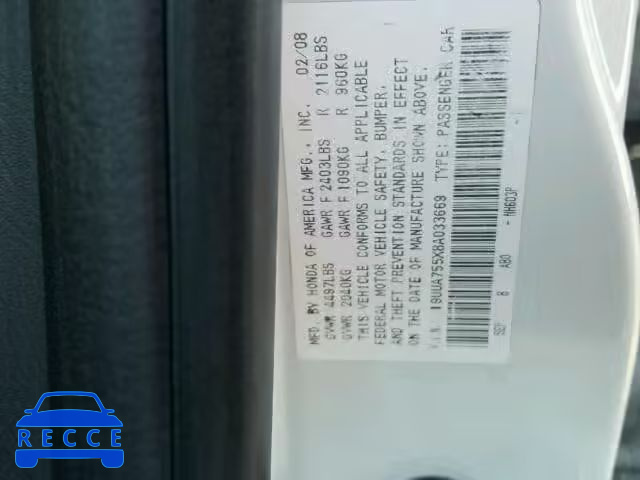 2008 ACURA TL TYPE-S 19UUA755X8A033669 image 9