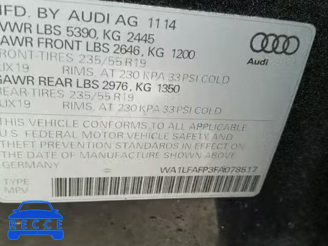 2015 AUDI Q5 PREMIUM WA1LFAFP3FA078517 image 9