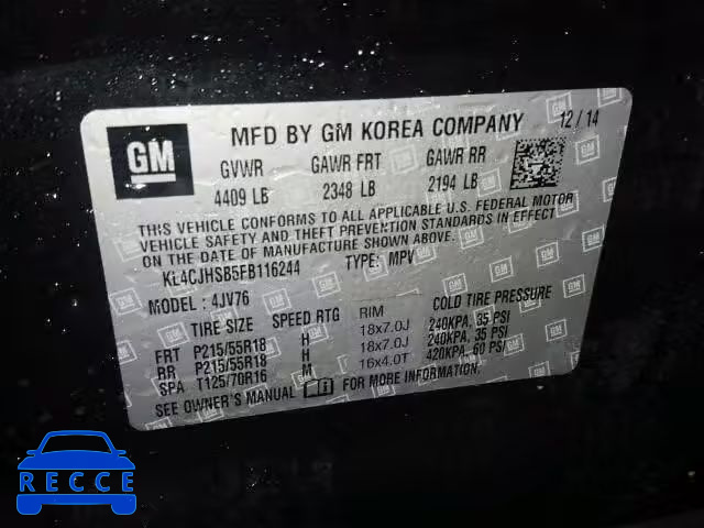 2015 BUICK ENCORE PRE KL4CJHSB5FB116244 image 9