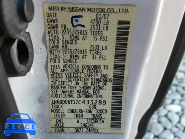 2007 NISSAN FRONTIER X 1N6BD06T37C435289 Bild 9