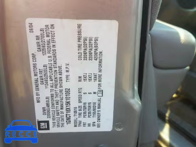 2005 CHEVROLET BLAZER 1GNCT18X15K101062 image 9