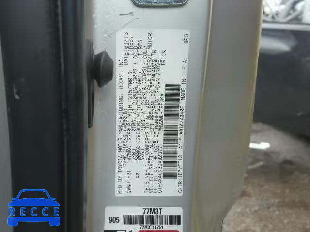 2013 TOYOTA TACOMA 5TFNX4CN3DX023771 image 9