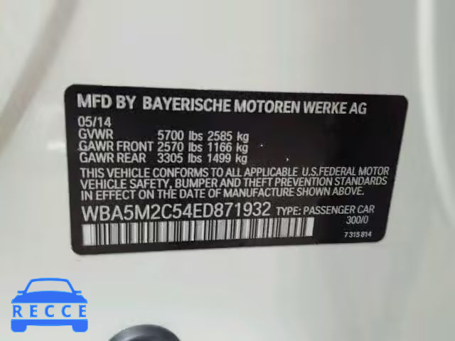2014 BMW 535I GT WBA5M2C54ED871932 image 9