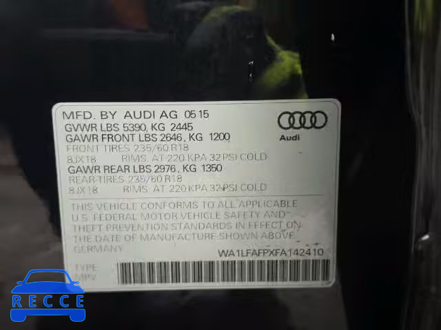 2015 AUDI Q5 PREMIUM WA1LFAFPXFA142410 image 9
