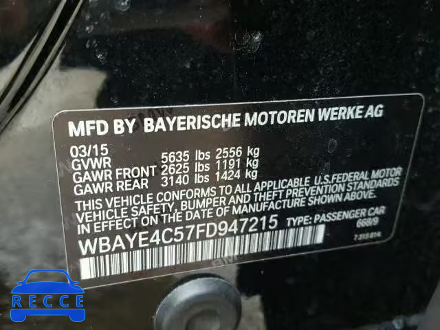 2015 BMW 740LI WBAYE4C57FD947215 зображення 9