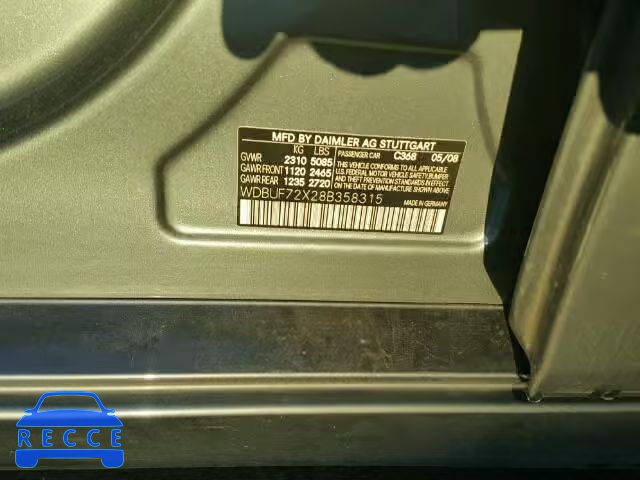 2008 MERCEDES-BENZ E550 WDBUF72X28B358315 image 9