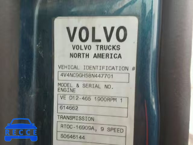 2008 VOLVO VNL 4V4NC9GH58N447701 зображення 9