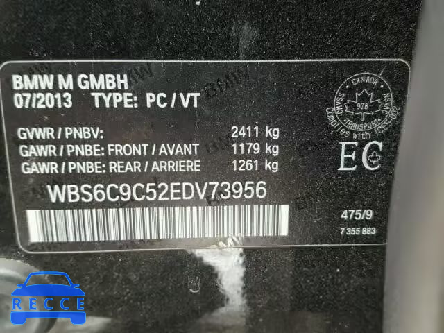 2014 BMW M6 GRAN CO WBS6C9C52EDV73956 зображення 9