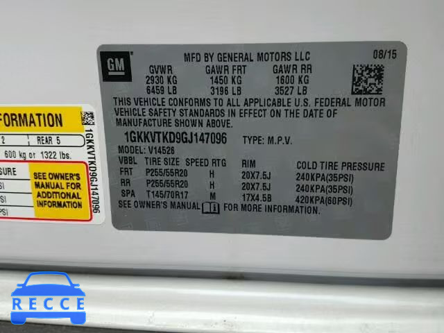 2016 GMC ACADIA DEN 1GKKVTKD9GJ147096 image 9