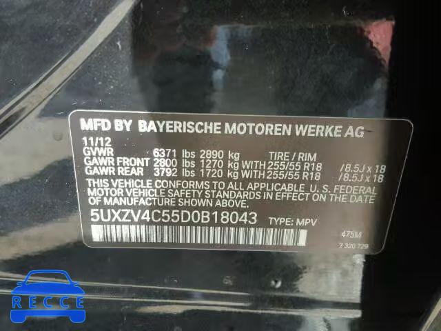 2013 BMW X5 XDRIVE3 5UXZV4C55D0B18043 зображення 9