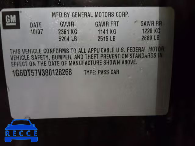 2008 CADILLAC CTS HIGH F 1G6DT57V380128268 image 9