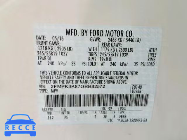 2016 FORD EDGE TITAN 2FMPK3K87GBB82572 image 9