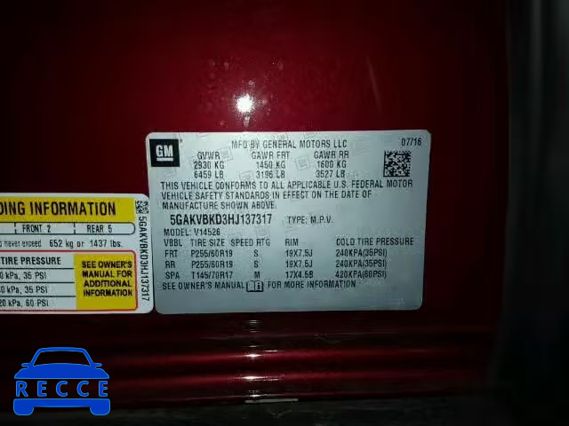 2017 BUICK ENCLAVE 5GAKVBKD3HJ137317 image 9