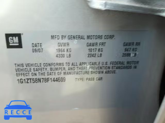 2008 CHEVROLET MALIBU LT 1G1ZT58N78F144609 image 9