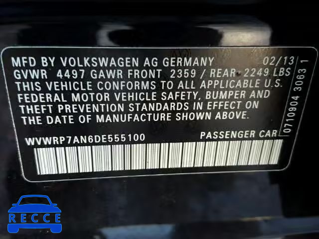 2013 VOLKSWAGEN CC LUXURY WVWRP7AN6DE555100 зображення 9