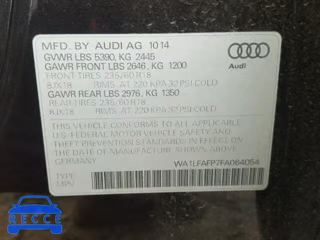 2015 AUDI Q5 PREMIUM WA1LFAFP7FA064054 image 9