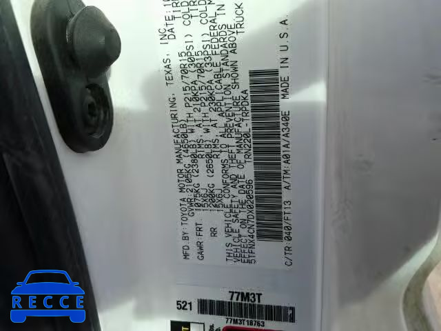 2013 TOYOTA TACOMA 5TFNX4CN7DX020596 image 9