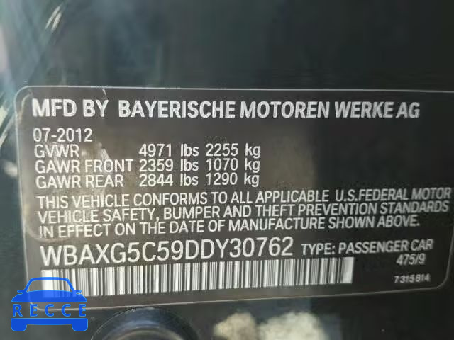 2013 BMW 528I WBAXG5C59DDY30762 Bild 9