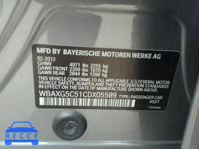 2012 BMW 528I WBAXG5C51CDX05589 image 9