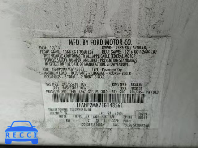 2014 FORD TAURUS INT 1FAHP2MK7EG148561 image 9