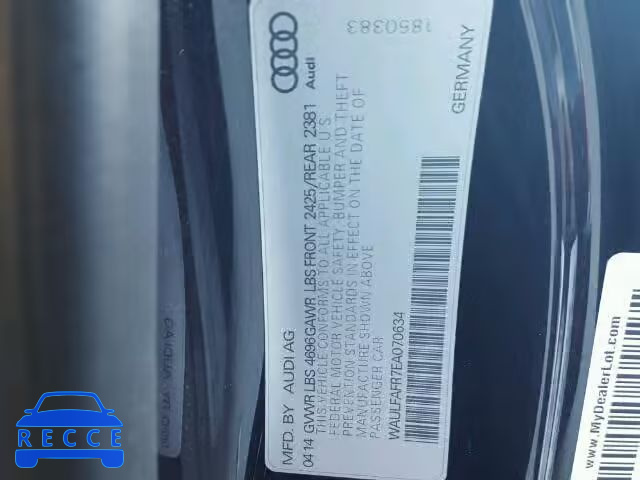 2014 AUDI A5 QUATTRO WAULFAFR7EA070634 image 9
