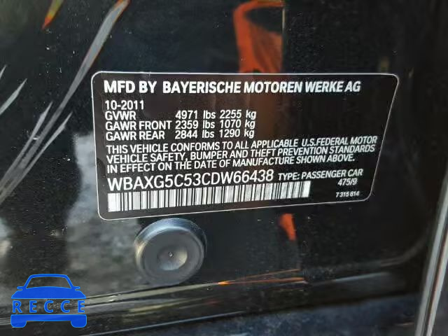 2012 BMW 528I WBAXG5C53CDW66438 image 9