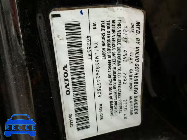 1998 VOLVO V70 YV1LW558XW2457509 Bild 9