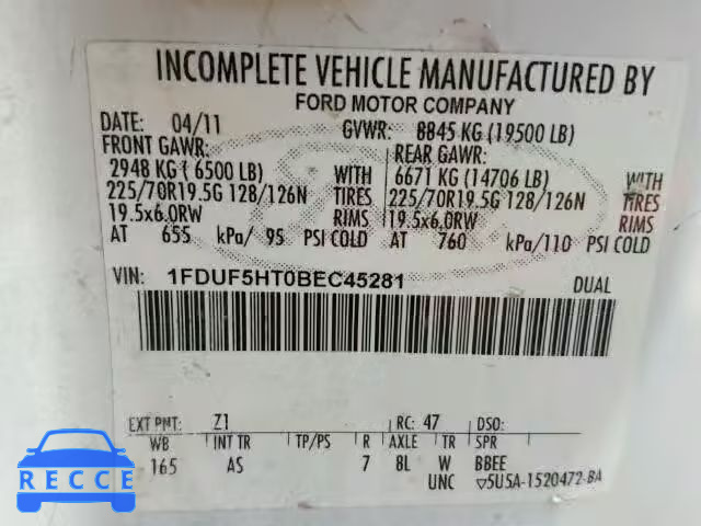 2011 FORD F550 SUPER 1FDUF5HT0BEC45281 image 9