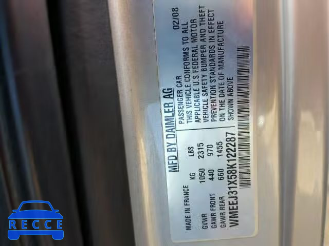 2008 SMART FORTWO WMEEJ31X58K122287 image 9