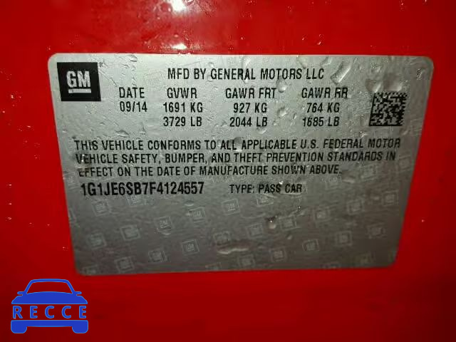 2015 CHEVROLET SONIC LTZ 1G1JE6SB7F4124557 image 9