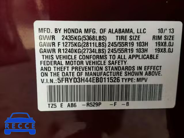 2014 ACURA MDX TECH 5FRYD3H44EB011526 Bild 9