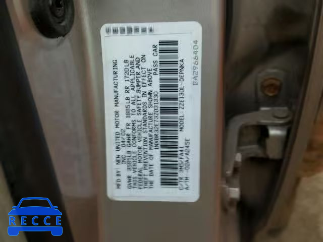 2003 TOYOTA COROLLA 1NXBR32E73Z031330 Bild 9