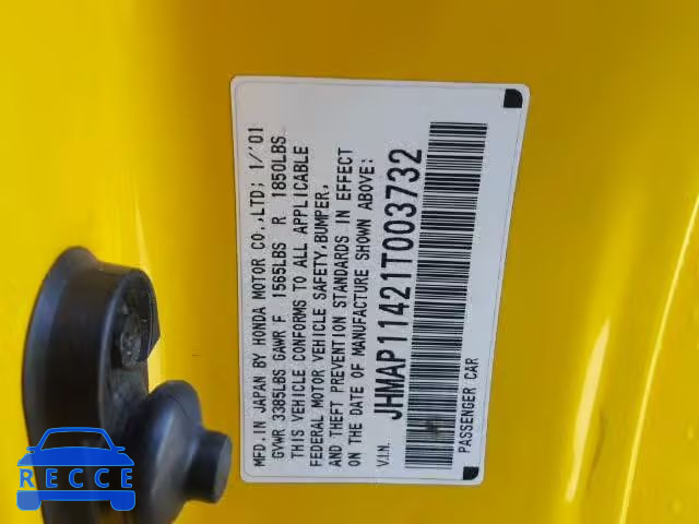 2001 HONDA S2000 JHMAP11421T003732 image 9