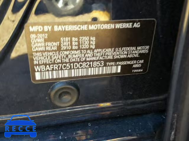 2013 BMW 535I WBAFR7C51DC821853 зображення 9
